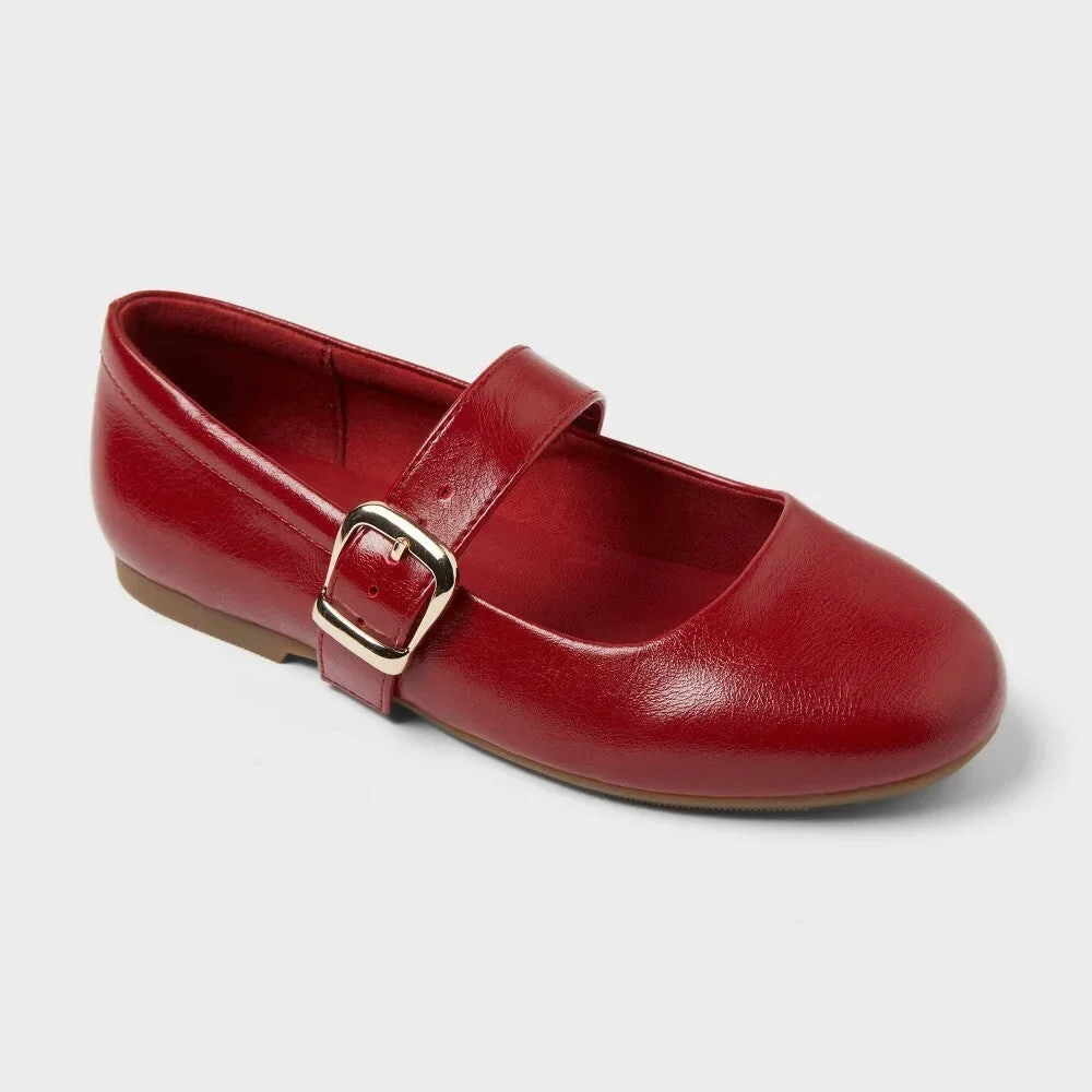 Art Class girl Kaira Buckle Ballet Flats Red Size 3